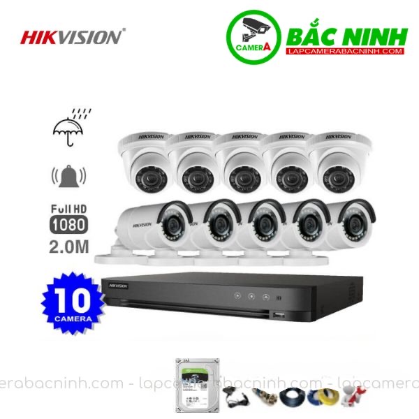 Các bộ phậ của Bộ 10 Camera Hikvision 2MP