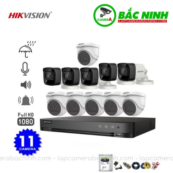 Các bộ phận của Bộ 11 Camera Hikvision 2MP có mic