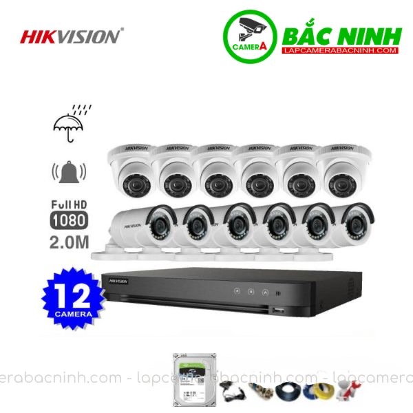 Các bộ phận của Bộ 12 Camera Hikvision 2MP