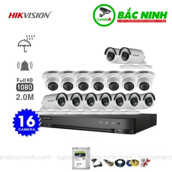 Các bộ phận của Bộ 16 Camera Hikvision 2MP