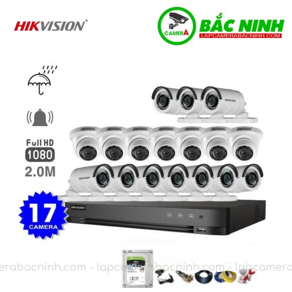 Các bộ phận của Bộ 17 Camera Hikvision 2MP