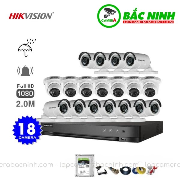 Các bộ phận của Bộ 18 Camera Hikvision 2MP