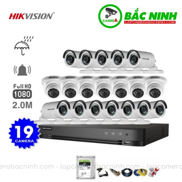 Các bộ phận của Bộ 19 Camera Hikvision 2MP