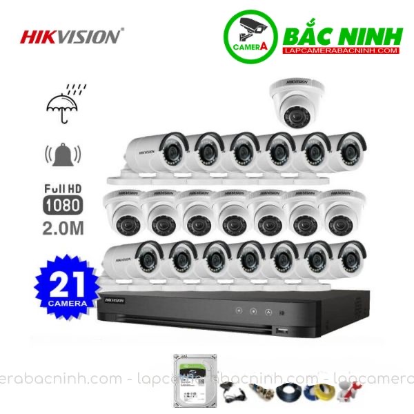 Các bộ phận của Bộ 21 Camera Hikvision 2MP