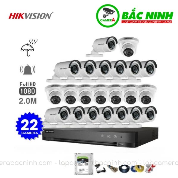 Các bộ phận của Bộ 22 Camera Hikvision 2MP