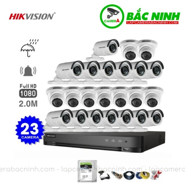 Các bộ phận của Bộ 23 Camera Hikvision 2MP