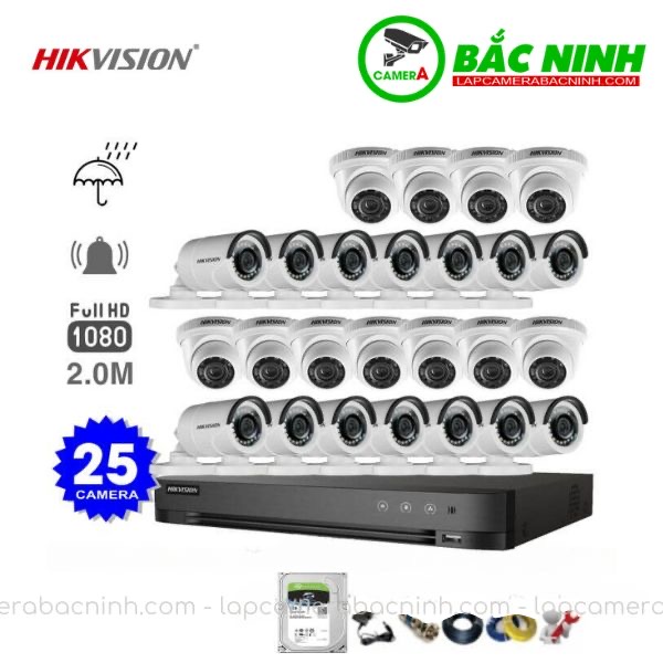 Các bộ phận của Bộ 25 Camera Hikvision 2MP