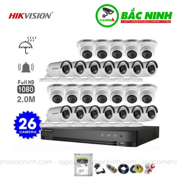 Các bộ phận của Bộ 26 Camera Hikvision 2MP