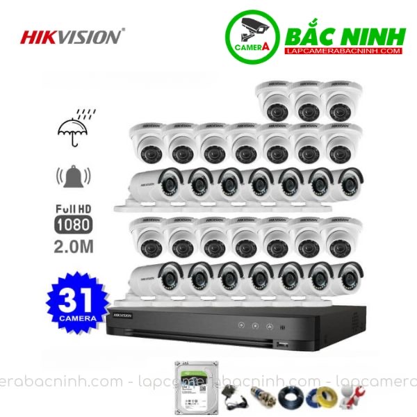 Các bộ phận của bộ 31 Camera Hikvision 2MP