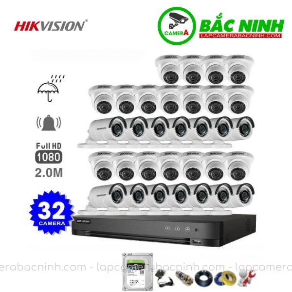 Các bộ phận của Bộ 32 Camera Hikvision 2MP