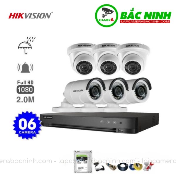 Các bộ phận của Bộ 6 Camera Hikvision 2MP