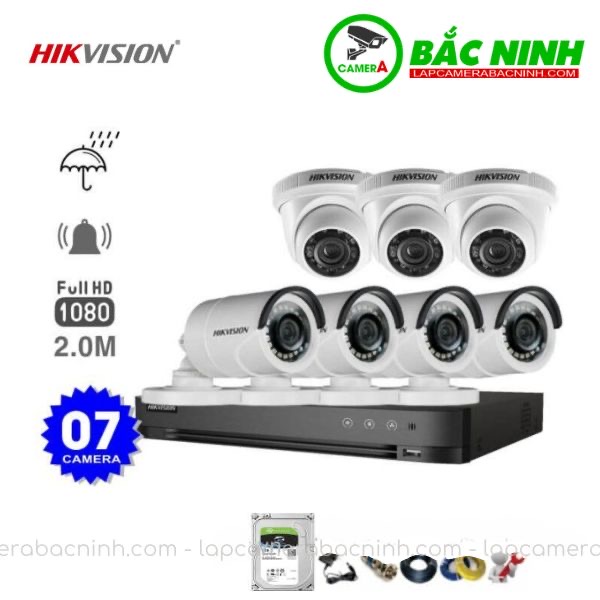 Các bộ phận của Bộ 7 Camera Hikvision 2MP