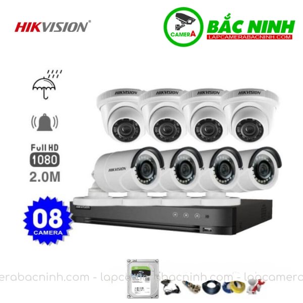 Các bộ phận của Bộ 8 Camera Hikvision 2MP