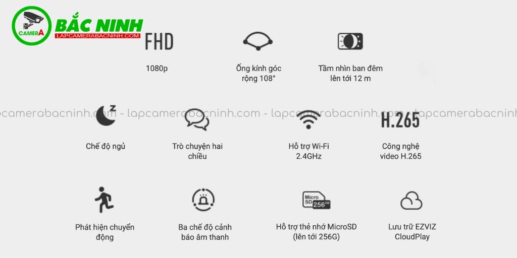 Camera Ezviz C1C-B tích hợp nhiều tính năng thông minh